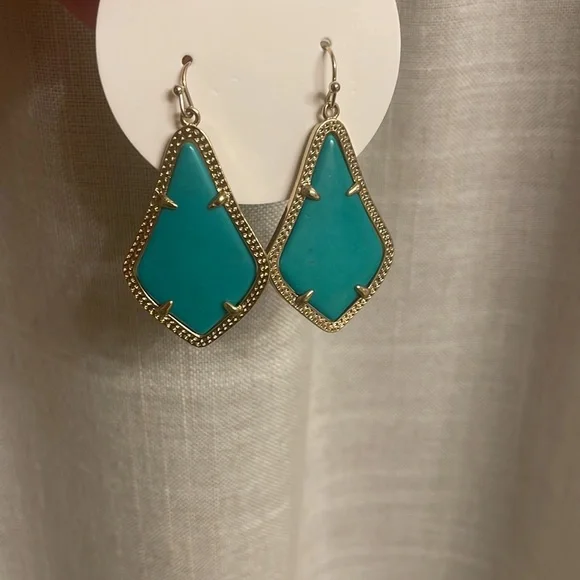Kendra Scott Alex Gold Drop Earrings in Teal - Picture 5 of 8